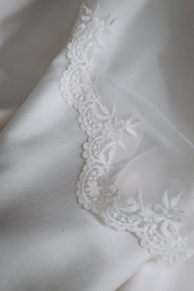 2 Tier Wedding Veil with Spanish Lace fixed on a Comb