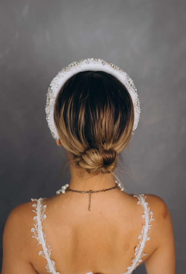 Bridal Headband with rhinestones, pearls and stones exclusive handmade.