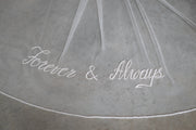 Wedding Veil with Beads Embroidered Phrases, Words, Initials