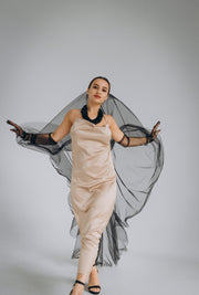 Black Transparent Veil on a Comb with Blusher