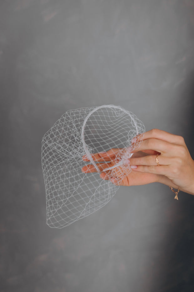 French Netting Birdcage Veil on a Headband