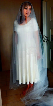 Wedding veil. Beaded edge. Handmade.