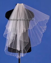 Wedding veil, embroidered with beads, sequins, rhinestones.