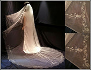 Wedding Veil embroidered with bugles, rhinestones, pearls.