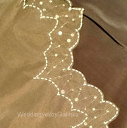 Veil wedding veil with crystals, two tier veil, embroidered.