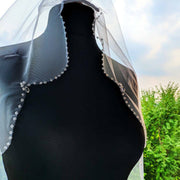 Wedding veil one layer. glass crystals and pendants. Handmade .