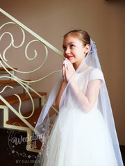 First Communion veil, Little Girls' Holy Veil, Pearls veil
