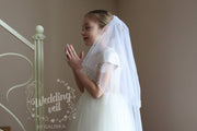 Little Girls' Holy Communion Veil, embroidered with beads.
