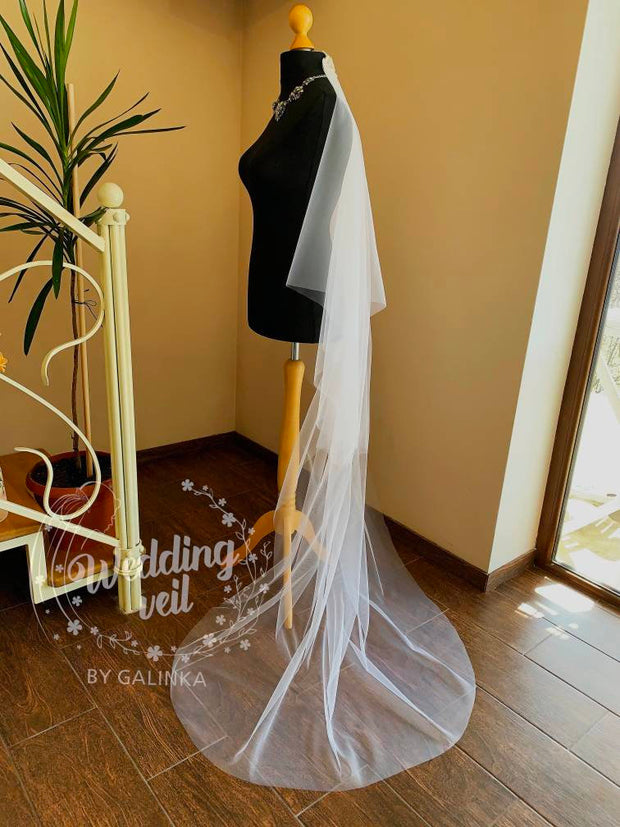 Two-layer Wedding Veil floor-length on the comb.