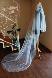 Wedding Veil embroidered with beads, glass beads, crystals.