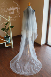 Wedding Veil embroidered with beads, glass beads, crystals.