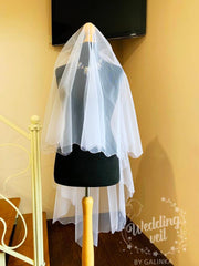 Wedding veil, embroidered with beads, purple shades of beads, pearls.