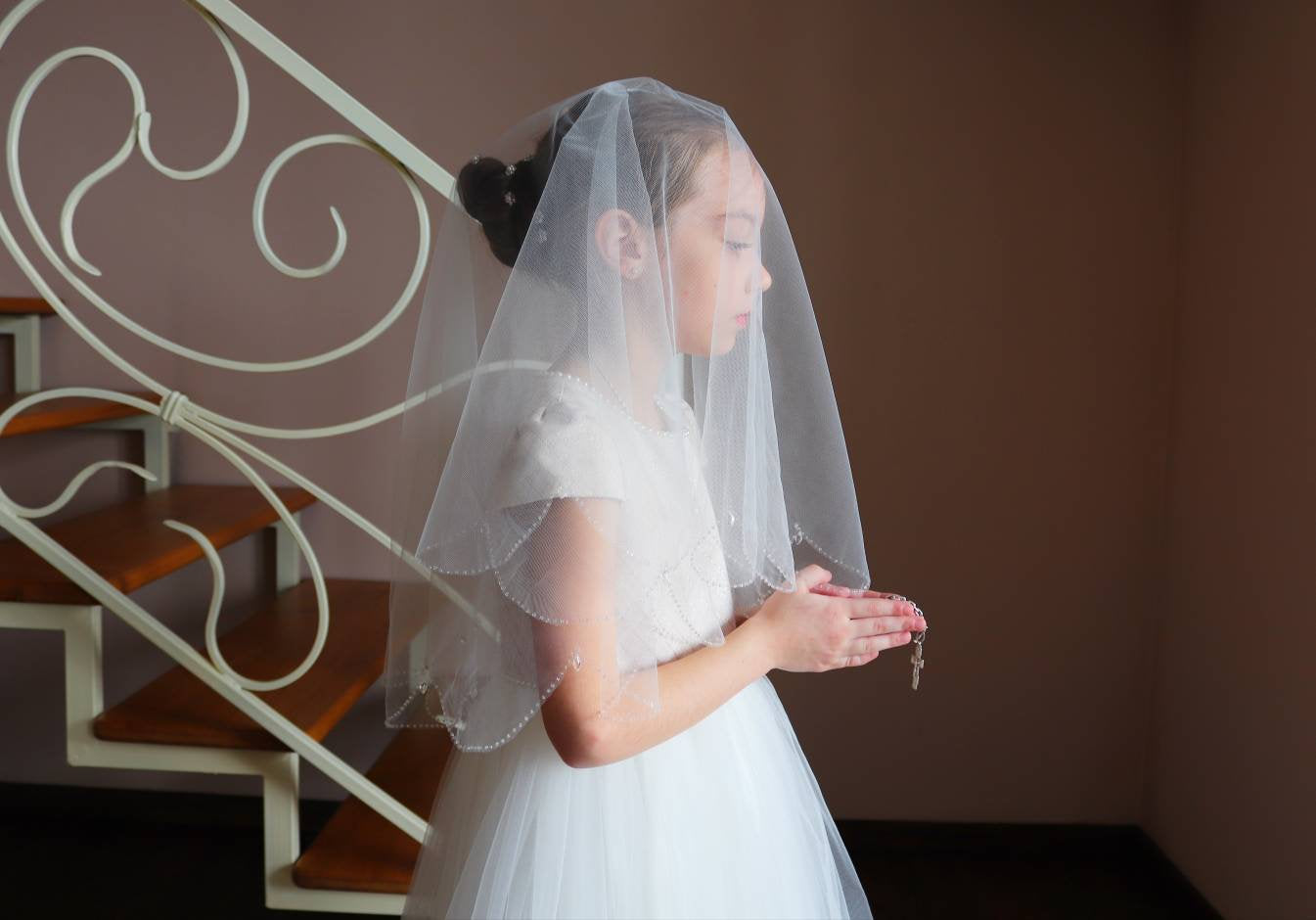 First Communion Veil/ Lace Holy Communion/ Lace girl veils/ Confirmation  veil