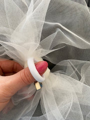 Soft tulle bow for bride, bow for girl. Pearl bow in hair. Hair accessories.