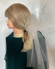 Soft tulle bow for bride, bow for girl. Pearl bow in hair. Hair accessories.