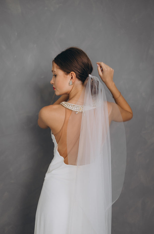 One Tier Transparent Cut Wedding Veil