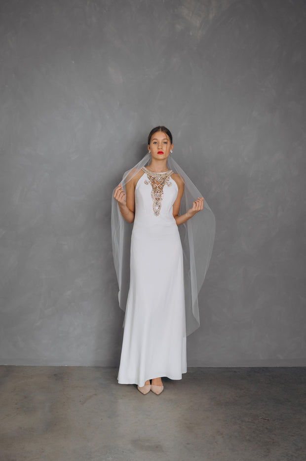 One Tier Transparent Cut Wedding Veil